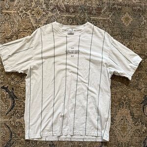 Cotton On White Short Sleeve Tee with Subtle Stripes